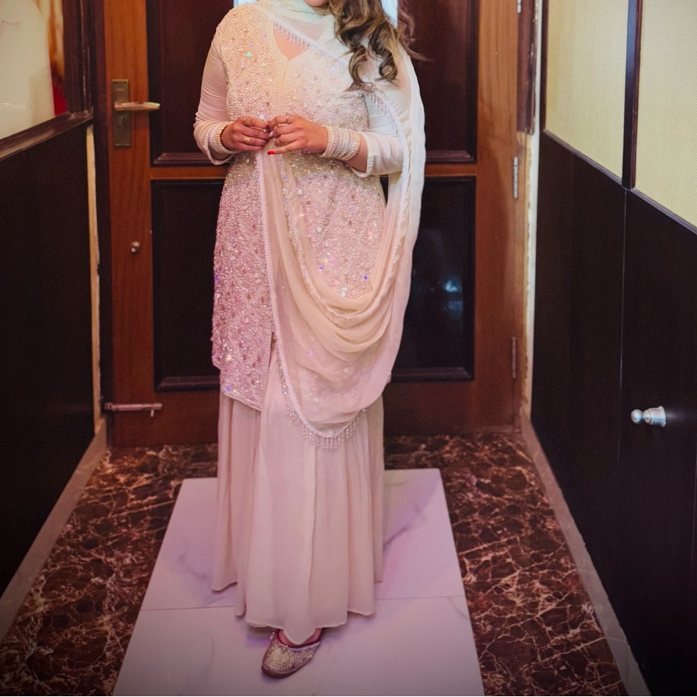 Embellished Ivory Women’s Formal Dress with Dupatta